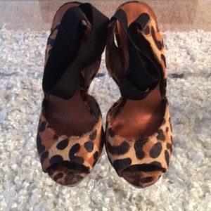 Leopard Print ankle strap heels